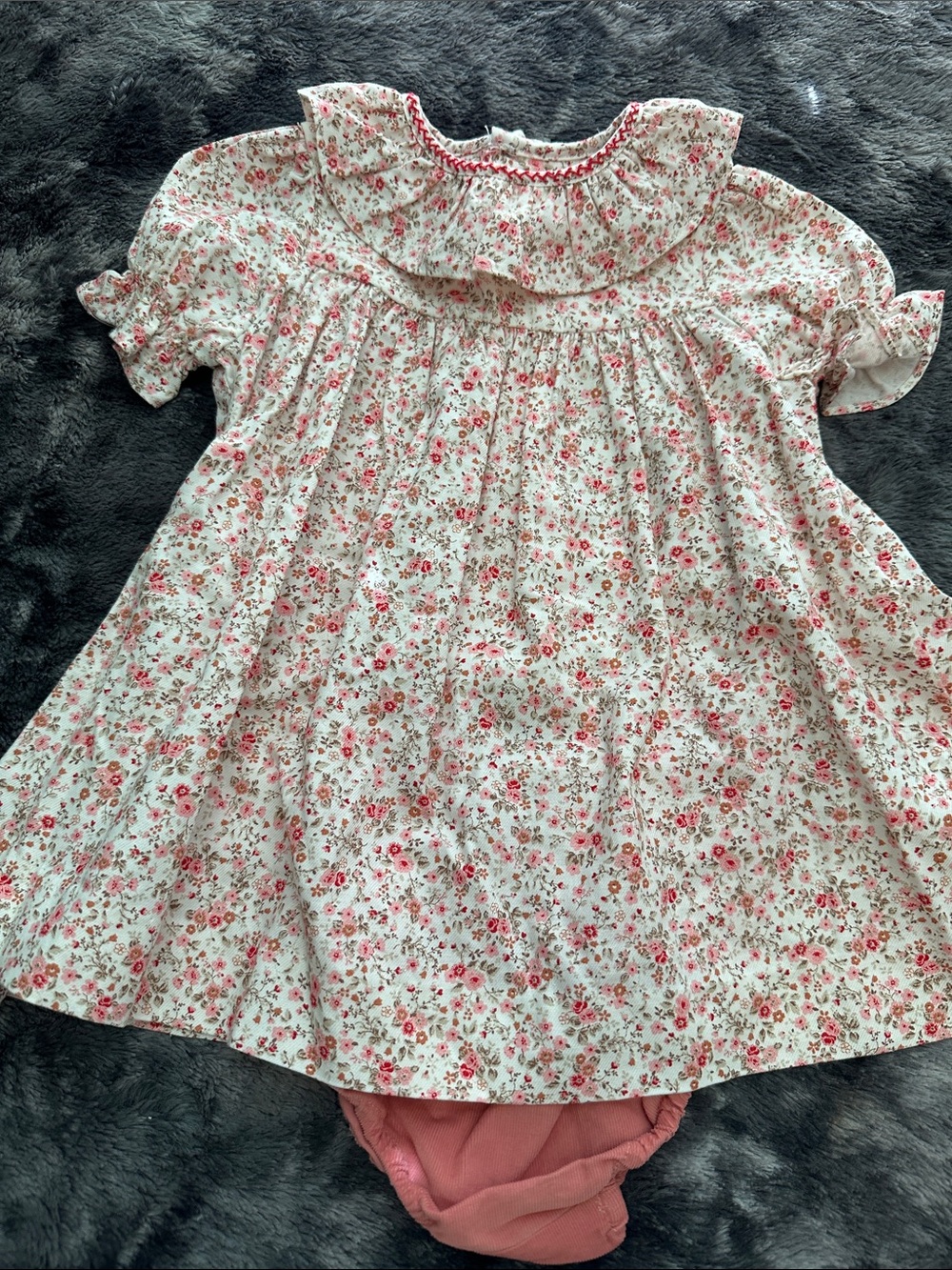 Sophie & Lucas Floral Smocked Dress with Bloomer - Pink/White